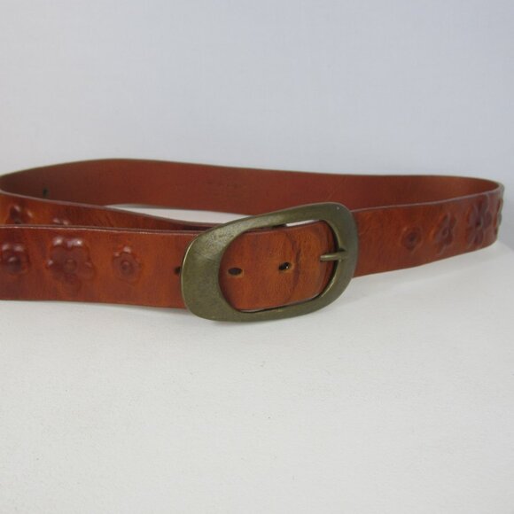 Sangiorgio Women Medium Embossed Brown  Leather Belt 32 - 36 Brass Buckle Italy main image 6